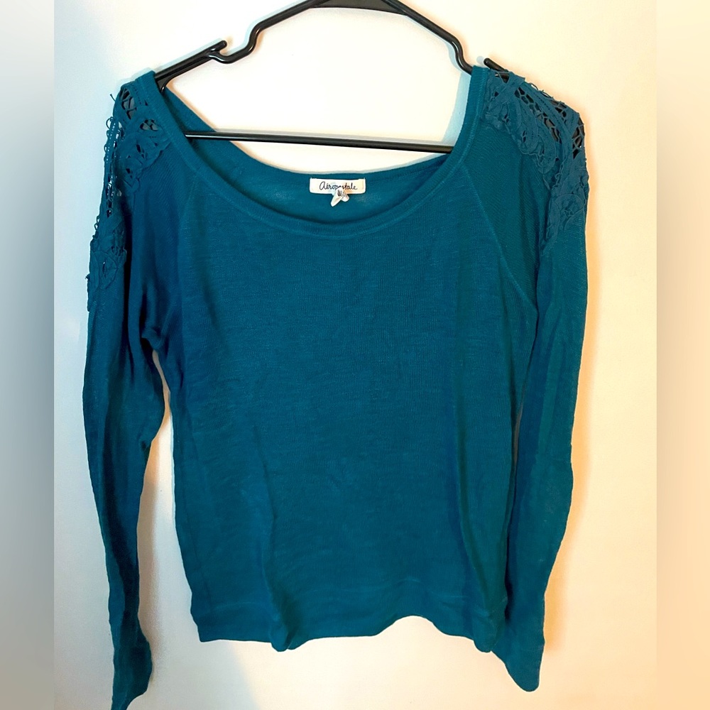 Blue aeropostal off shoulder sweater